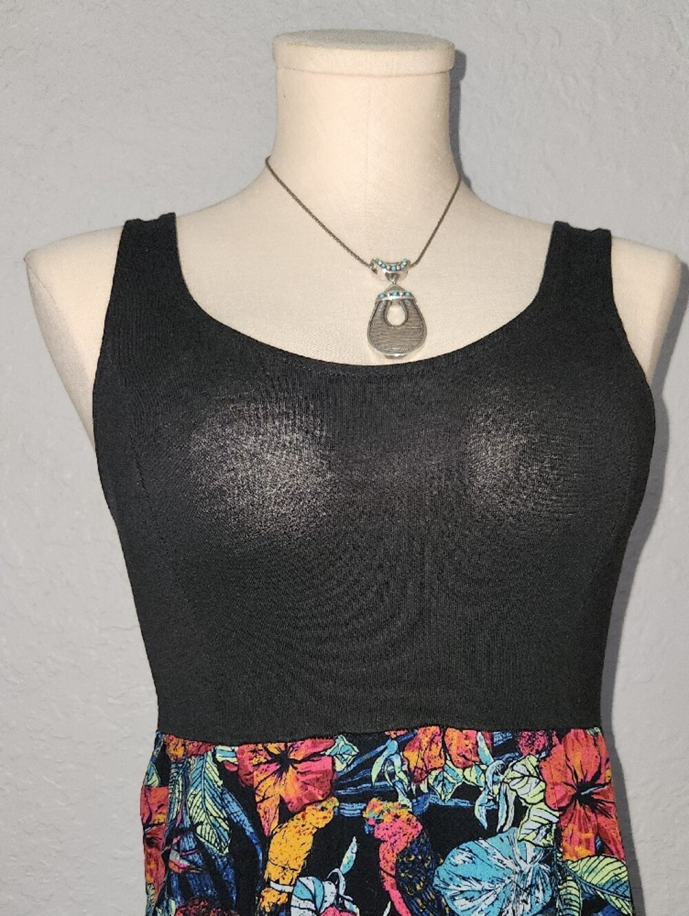 Mudd Black Tank Maxi Dress with Multicolor Floral Skirt - Picture 3 of 5